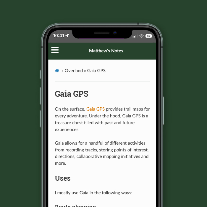 Matt's Overlanding Notes